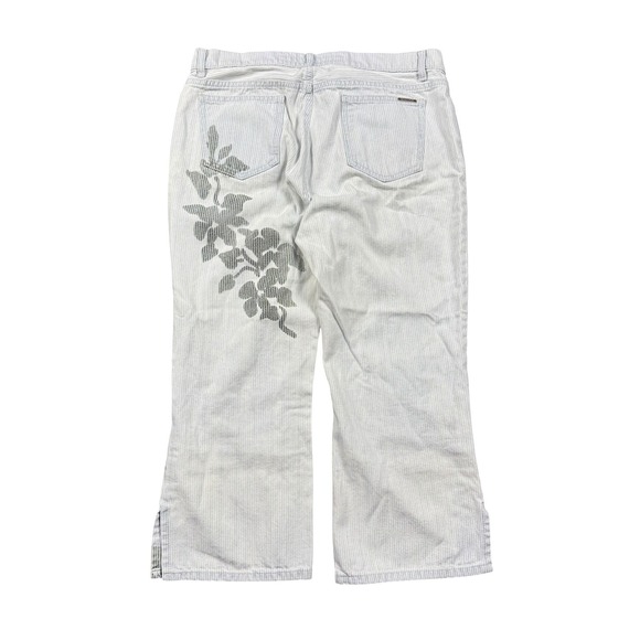 Escada Sport Lisa Womens Jeans IT 40 Blue Striped Floral Print Cropped Bootcut - Picture 3 of 9